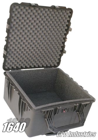Pelican 1640&nbsp;Case with 1" thick wall foam liner & filled with solid foam layers