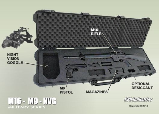M16 RIFLE - HANDGUN - NIGHT VISION AN/PVS7 (CHARLIE/DELTA) COMBINATION CARRYING GUN CASE